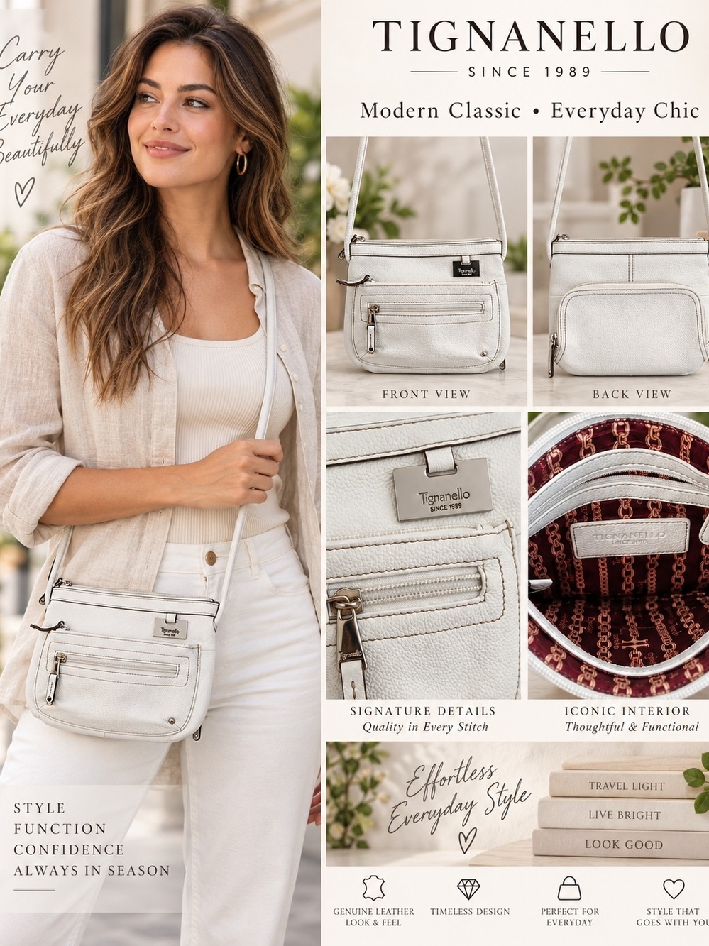 Tignanello White Crossbody Bag